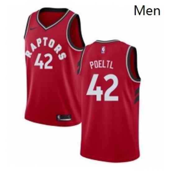 Mens Nike Toronto Raptors 42 Jakob Poeltl Swingman Red Road NBA Jersey Icon Edition